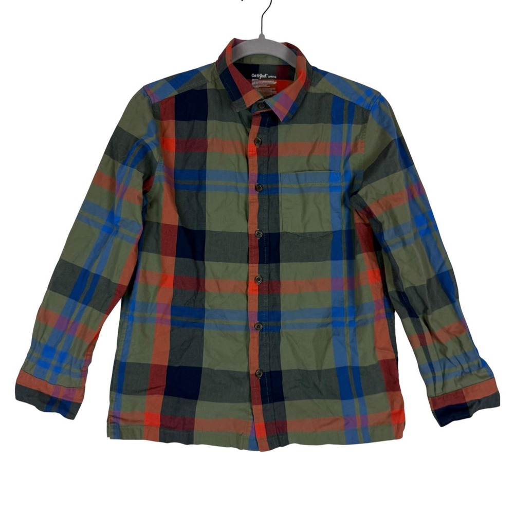 Cat &‎ Jack Shirt Boys 10-12 Multicolor Plaid Button Up Long Sleeve Collared